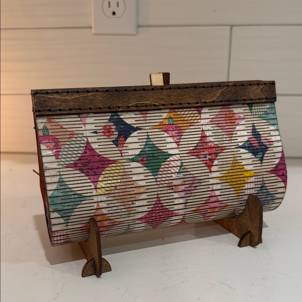 Wood and Leather Clutch Artisan Made MCM